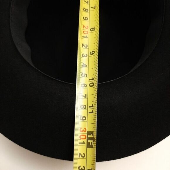 AUXILIARY Aritzia 100% Wool Felt Fedora Hat Tonal Ribbon Detail Black Sz S - M - Picture 11 of 16